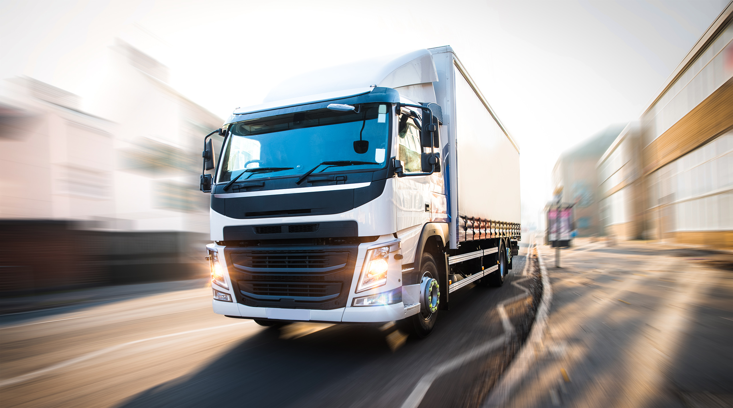 Truck transport in motion driving